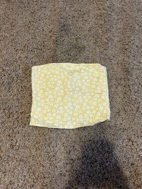 Hollister Yellow Floral Strapless Reversible Cropped Tube Top